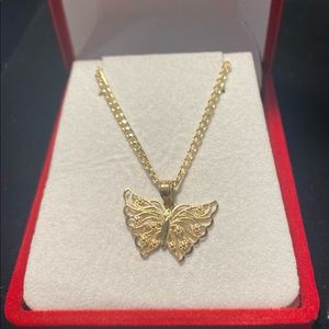 14k real gold butterfly charm and chain